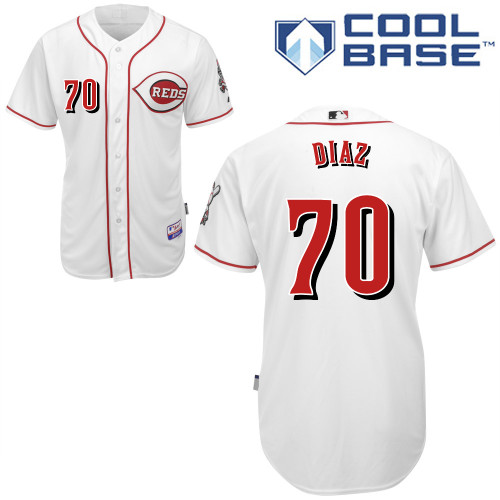Jumbo Diaz #70 MLB Jersey-Cincinnati Reds Men's Authentic Home White Cool Base Baseball Jersey